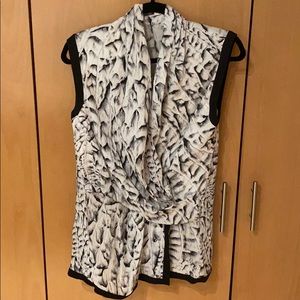 Silk cross front sleeveless blouse